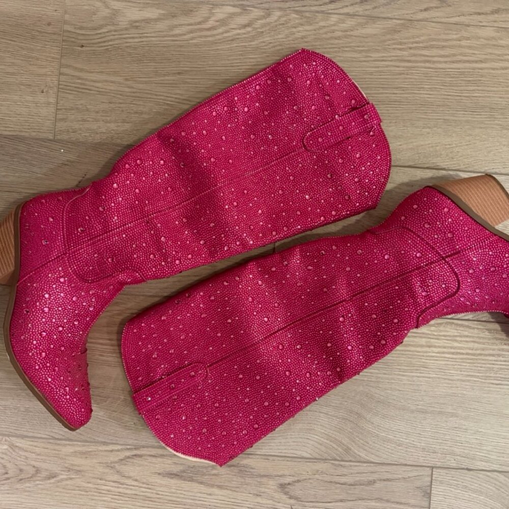 Pink Rhinestone Cowboy Boots - Picture 2 of 7
